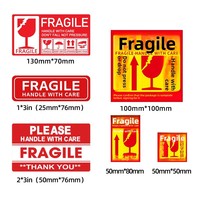 Étiquettes fragiles autocollantes d'avertissement antidérapantes, anti-chute, anti-démontage avec texte en anglais, format carré pour emballage logistique