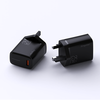 Chargeur USB 25W avec prise UK pour téléphone portable, chargeur iPhone, charge rapide LED, chargeur mural portable de voyage pour smartphone Android