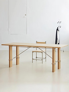Scrivania da Ufficio Bauhaus, Tavolo Lungo Minimalista Moderno per Riunioni, Piano in Legno di Betulla Resistente alle Macchie, Postazione di Lavoro per Camera da Letto e Studio - Product Image 4