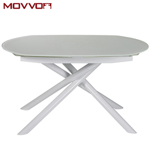Tavolo da pranzo girevole allungabile minimalista moderno con lacca rettangolare <span class=keywords><strong>in</strong></span> <span class=keywords><strong>vetro</strong></span> Top <span class=keywords><strong>Design</strong></span> nuovo modello <span class=keywords><strong>di</strong></span> fabbrica vendere materiale <span class=keywords><strong>in</strong></span> acciaio - Product Image 5