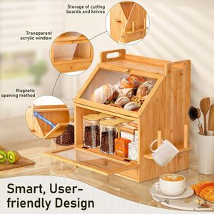 Caja de Pan de Bambú An Yue con Almacenamiento para Cubiertos, Cajón de Almacenamiento de Alimentos para Cocina a Prueba de Humedad, 2 Niveles - Product Image 3