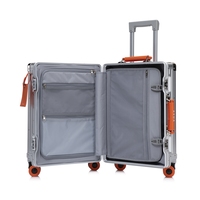 Valise de voyage classique en métal durable avec cadre en aluminium, 4 roues, amortisseur de chocs, crochet latéral, 20/24/26/28 pouces, valise à roulettes
