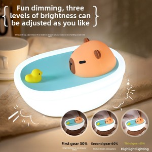 <span class=keywords><strong>Veilleuse</strong></span> Capybara pour Baignoire, Rechargeable USB, en Silicone, Style Minimaliste Moderne, Contrôle par Bouton, Luminosité Réglable sur Trois Niveaux, pour Enfants - Product Image 2
