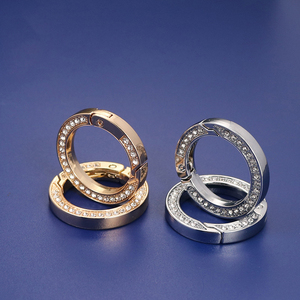 Anelli a molla in <span class=keywords><strong>metallo</strong></span> con finitura lucida lucida di alta qualità anello a scatto rotondo cerchi in <span class=keywords><strong>metallo</strong></span> con diamanti Bling all'ingrosso - Product Image 1