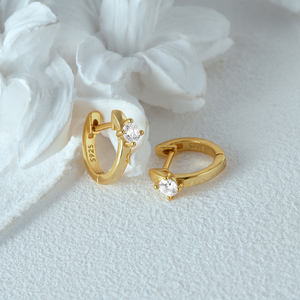 Pendientes de Aro CANNER de Plata de Ley 925 con Circonita Redonda y Baño de Oro de 18K para Mujer - Product Image 4