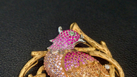 Mode exquis diamant de culture oiseau rose jaune cristal + perle 9K18K métal fille breloque broche broche