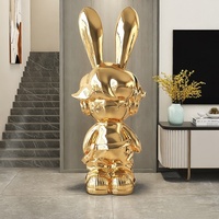 Nouvelle figurine de lapin en résine élégante, ornement sur pied électroplaqué, décoration d'intérieur Art Déco, cadeau de pendaison de crémaillère