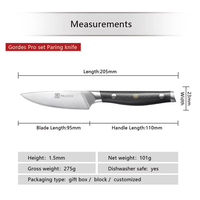 Couteau à éplucher les fruits et légumes forgé à la main de 3.5 pouces en acier allemand H1.4116 avec manche en G10