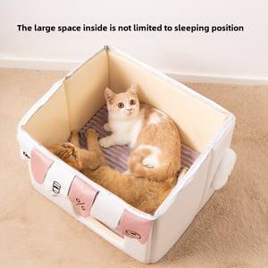 نمط صلب للشتاء الدفء مغلق عش الحيوانات الأليفة مع ميزة قابلة للإزالة والغسيل للقطط المعبأة في الكرتون - Product Image 4