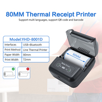 Imprimante thermique portable sans fil Bluetooth YHDAA 80 mm, imprimante de reçus thermique mini