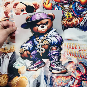 New Hot Bán in kỹ thuật số dtf truyền nhiệt in Logo thiết kế Plastisol phim sẵn sàng để Báo Chí sắt trên Sticker - Product Image 6