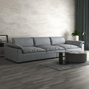 Sofá de Tela Moderno y Minimalista, Recto, Elegante, Tapizado en Gris, Relleno de Espuma, Grande, para Sala de Estar - Product Image 1