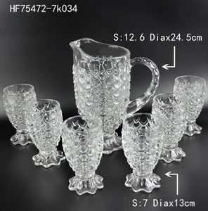 Ensemble de 7 pièces en verre motif sirène pour la vente en gros, comprenant une carafe à <span class=keywords><strong>eau</strong></span> à motif écailles de <span class=keywords><strong>poisson</strong></span> en relief de 1,25 L et 6 verres à jus gravés motif <span class=keywords><strong>poisson</strong></span> - Product Image 4