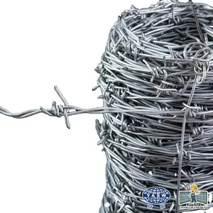 25KG Per Roll Barbed Iron Wire Mesh Galvanized Alambre De Pua Para Cerca 14 Gauge Barb Wire Fence Roll