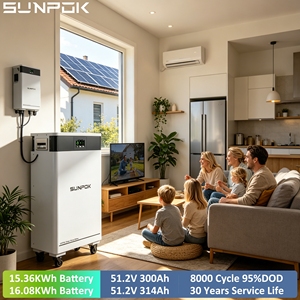 Sunpok Energy 300ah แบตเตอรี่ลิเธียมแบบลูกกลิ้งแบตเตอรี่ลิเธียม15kwh 51.2V สำหรับระบบสุริยะในบ้าน - Product Image 1
