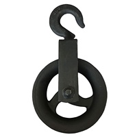 Crochet de levage en acier moulé noir avec poulie à câble métallique, bloc de poulie de 120 mm, crochets de levage, roues à galets, accessoires de gréement pour bateau