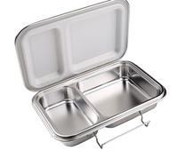 Boîte à lunch bento Shangjie avec logo personnalisé, 2 compartiments, en acier inoxydable 304 18/8, pour enfants, avec récipient alimentaire