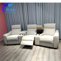 Sofá Reclinable Eléctrico de Cuero de Grano Completo IEasy Curve para Cine en Casa, Sillón Reclinable Moderno de 3 Plazas