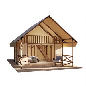 Tente de safari de luxe à double étage OEM/ODM, type loft, en toile, pour glamping, avec structure en bois Oxford, cabane mobile pour complexe hôtelier - Product Image 3