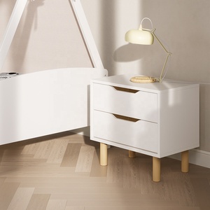 Only B2B Boori elegante madera esquina <span class=keywords><strong>mesita</strong></span> de <span class=keywords><strong>noche</strong></span> blanca con 2 cajones - Product Image 3