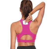 Sporttop met custom telefoonvak, racerback, hoge ondersteuning, comfortabel, ademend en vocht afvoerend.