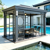 Pergola à toit à lamelles en alliage d'aluminium thermolaqué, multi-scènes, moderne, écologique, anti-corrosion, pour terrasse et jardin