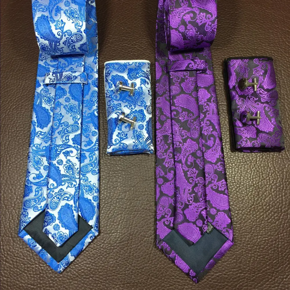 Cravate pour femme, accessoire de mode 3 en 1, prix d'usine, avec boutons de manchette et pochette carrée, pour mariage, cravate, vêtements quotidiens