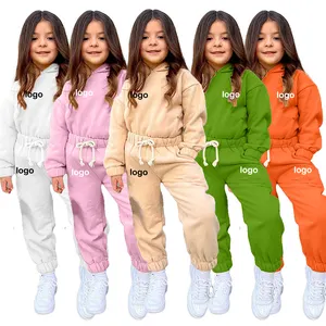 Custom Logo Tracksuits For Girl Kids Fashion Hoodie And Sweatpants Set Girl 2 Piece Hoodie Sets