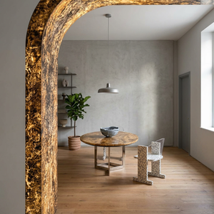 Style industriel, écologique, base en béton poli, dessus en bois, placage en pierre naturelle, design moderne pour la salle de bain d'une villa, décoration murale intérieure - Product Image 6