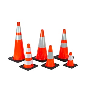 Cône de signalisation routière en PVC réfléchissant 28/36 pouces avec base 45/40/75/90 pour la construction - Vente en gros - Product Image 2