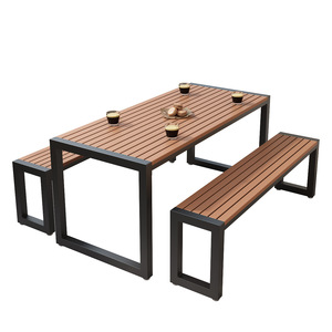Tables et chaises en bois plastique extérieur de cour Boutique de thé au lait café Table d'extérieur Jardin extérieur Tables et chaises de parc - Product Image 5