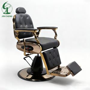 Sillón de <span class=keywords><strong>Barber</strong></span>ía Reclinable Multiusos Jincheng, Cuero Sintético Rosa con Base Redonda Dorada, Precio Económico para Salón de Belleza - Product Image 1
