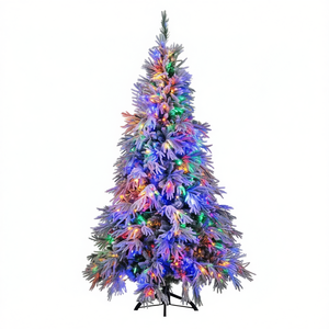 Db 6Ft Pre-Lit Spruce Snow Flocked <b>Christmas</b> <b>Tree</b> 180Cm Artificial Hinged With 300 Multi Color <b>Led</b> Lights - Product Image 1