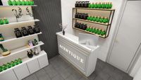 Meubles de magasin de parfums sur mesure, vitrine moderne pour la présentation de parfums, étagères murales éclairées pour boutique de détail