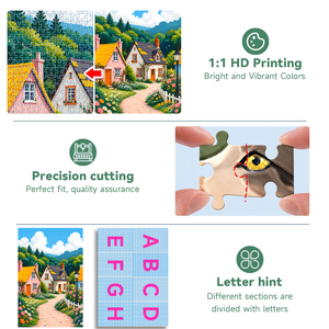 Puzzle Personalizzato con Scenari di Villaggi, 1000 Pezzi, Cottage in Campagna, Stampa HD su Cartone Grigio, Fustellatura, Laminazione Opaca, Confezione Regalo, OEM - Product Image 3