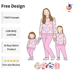 Ensemble assorti pour la famille en bambou Pull et leggings Impression personnalisée Logo de transfert de chaleur Tissu organique doux - Product Image 2