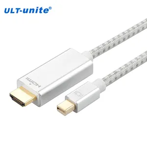 Ult-unite-Puerto de pantalla Mini DP trenzado a HDMI, 1080P, 60Hz, Cable HDMI