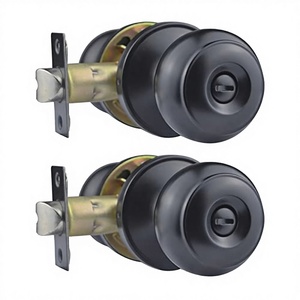 Comfhouse Privacy <b>Door</b> Knob <b>Lock</b>-Keyless Entry Easy Installation Stainless Steel Matte Black 2-Pack for Bedroom <b>Bathroom</b> Indoor - Product Image 3