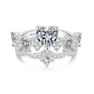 <span class=keywords><strong>Anello</strong></span> di Lusso in Argento S925 con Moissanite a Cuore da 1 Carato, <span class=keywords><strong>Anello</strong></span> di Fidanzamento con Corona in Argento Sterling 925 - Product Image 4