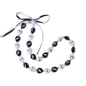 Acrylic Bead Necklace Black White Ball Shape Grad Print Fashion Jewelry for Men Women Party Occasion 10cm <b>Extended</b> <b>Chain</b> - Product Image 4