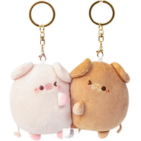 Porte-clés multifonctionnel en peluche petit cochon, brodé, en polyester et coton PP, idéal pour sac et meilleur ami