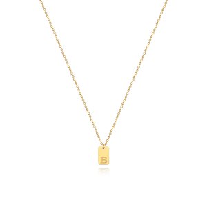 Collar Personalizado con Colgante Cuadrado de Letra de Acero Inoxidable, Grabado Rectangular, Inicial, Collares con Letras 26, Personalizado - Product Image 3