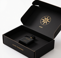 Caja de Cartón Corrugado Negra con Impresión en Dorado Personalizada, Caja de Regalo de Lujo para Perfumes y Cosméticos, Empaque para Minoristas de Marcas de Fragancias