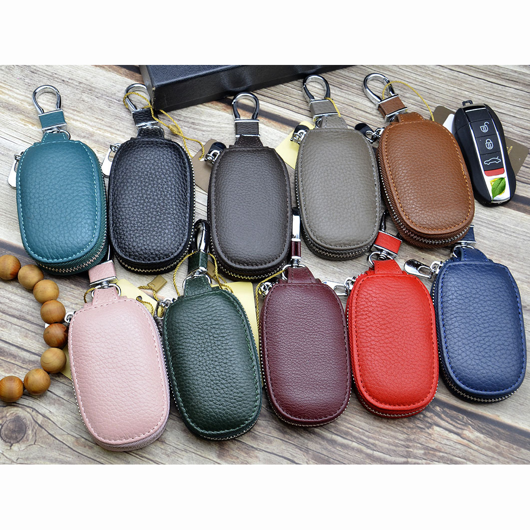 Leather Car Key Bag Chain Holder Zipper Cover - HBBrand Model Y-0KB1 | Guangzhou Hongbao Automobile