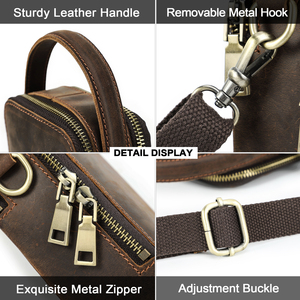 Sac de téléphone vintage en cuir Crazy Horse pour <span class=keywords><strong>homme</strong></span> avec sangle amovible, bandoulière, pochette multi-poches, compatible avec téléphone 6,7 pouces et passeport - Product Image 6