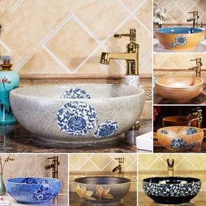 Art Table Bassin Salle De Bains Cabinet Bassin Toilette Lavabo Céramique Rétro Marbre Table Bassin Rond <span class=keywords><strong>Petit</strong></span> - Product Image 2