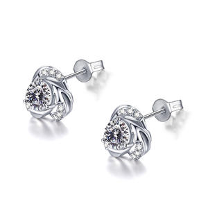 Eleganti orecchini a forma di fiore per donna, argento 925, placcato rodio, cristallo, strass, gioielli da sposa, design romantico - Product Image 4