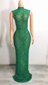 Fason Women's Summer Prom Dress Sey <b>Glitter</b> Birtday Party Crystal Decoration Solid for Evening - Product Image 4