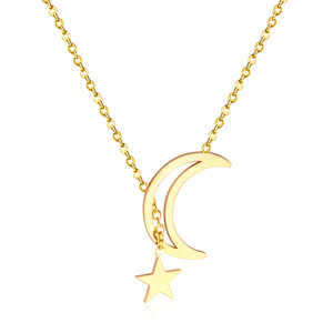 Collana con Ciondolo in Oro 18k Catene da <span class=keywords><strong>18</strong></span> Pollici con Forma di Luna e Stella - Product Image 1