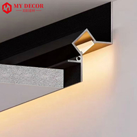 Perfil de Aluminio para Techo Empotrado, Canal LED Ultra Delgado, Luz Lineal, Reflector para Esquinas y Espacios Reducidos